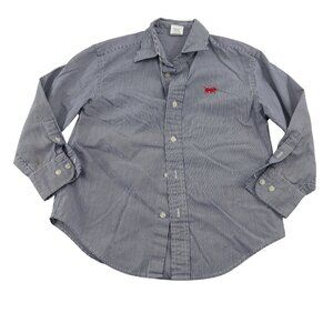 Crew Cuts Boys Striped Button‎ Down Shirt Gray 4-5 Medium Cotton